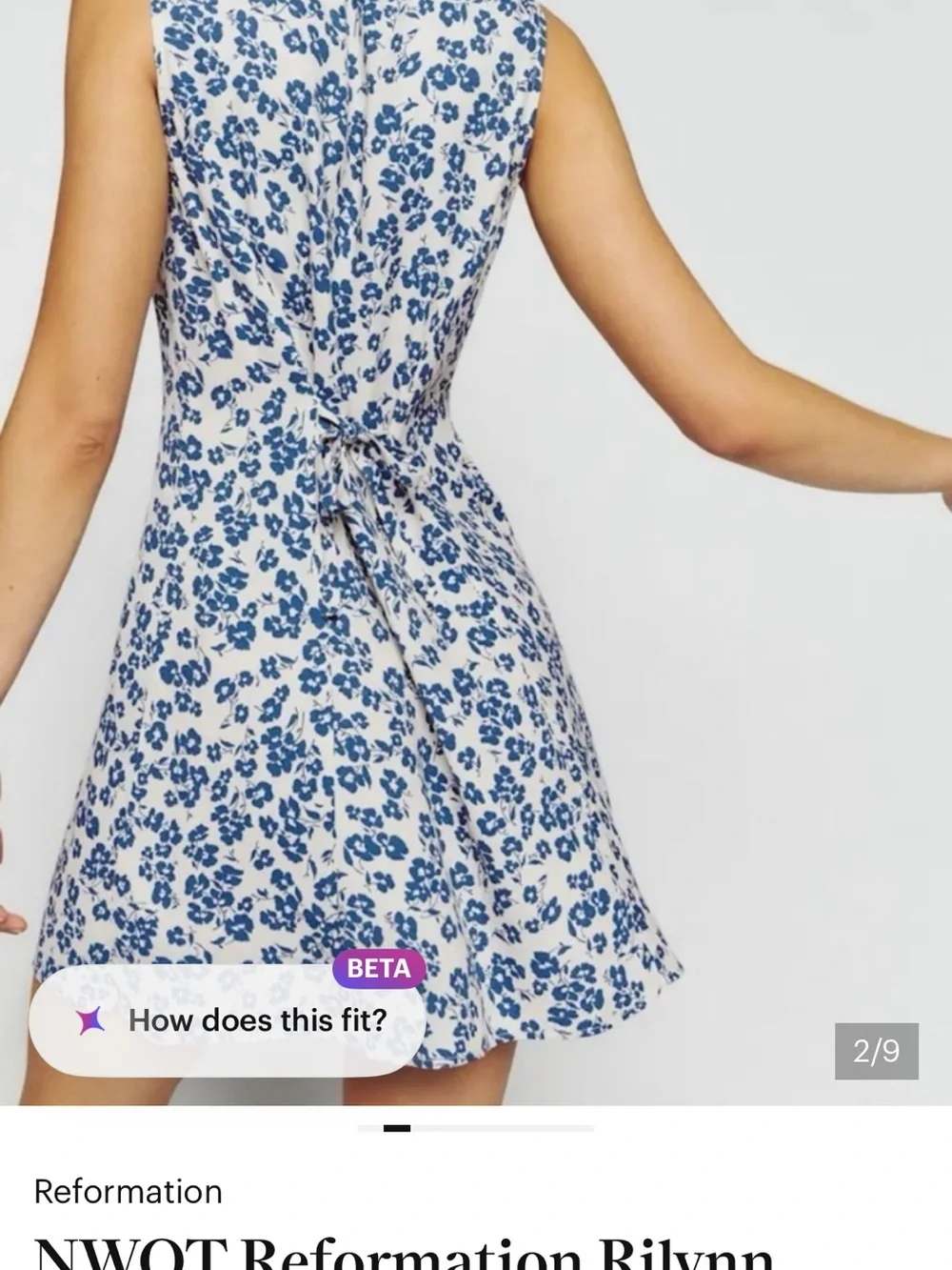 Reformation Rilynn Mini Dress Bombay Blue Floral - Size 2
